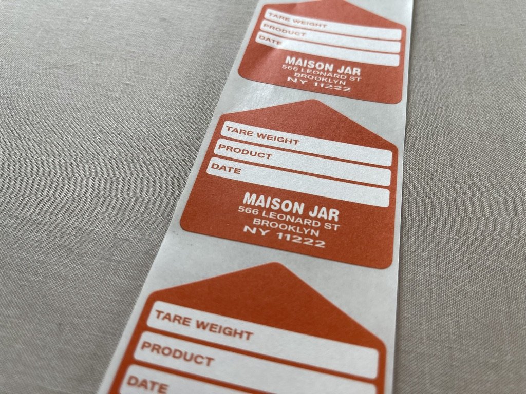 Custom shape write in dissolvable sticker labels for glass and jars