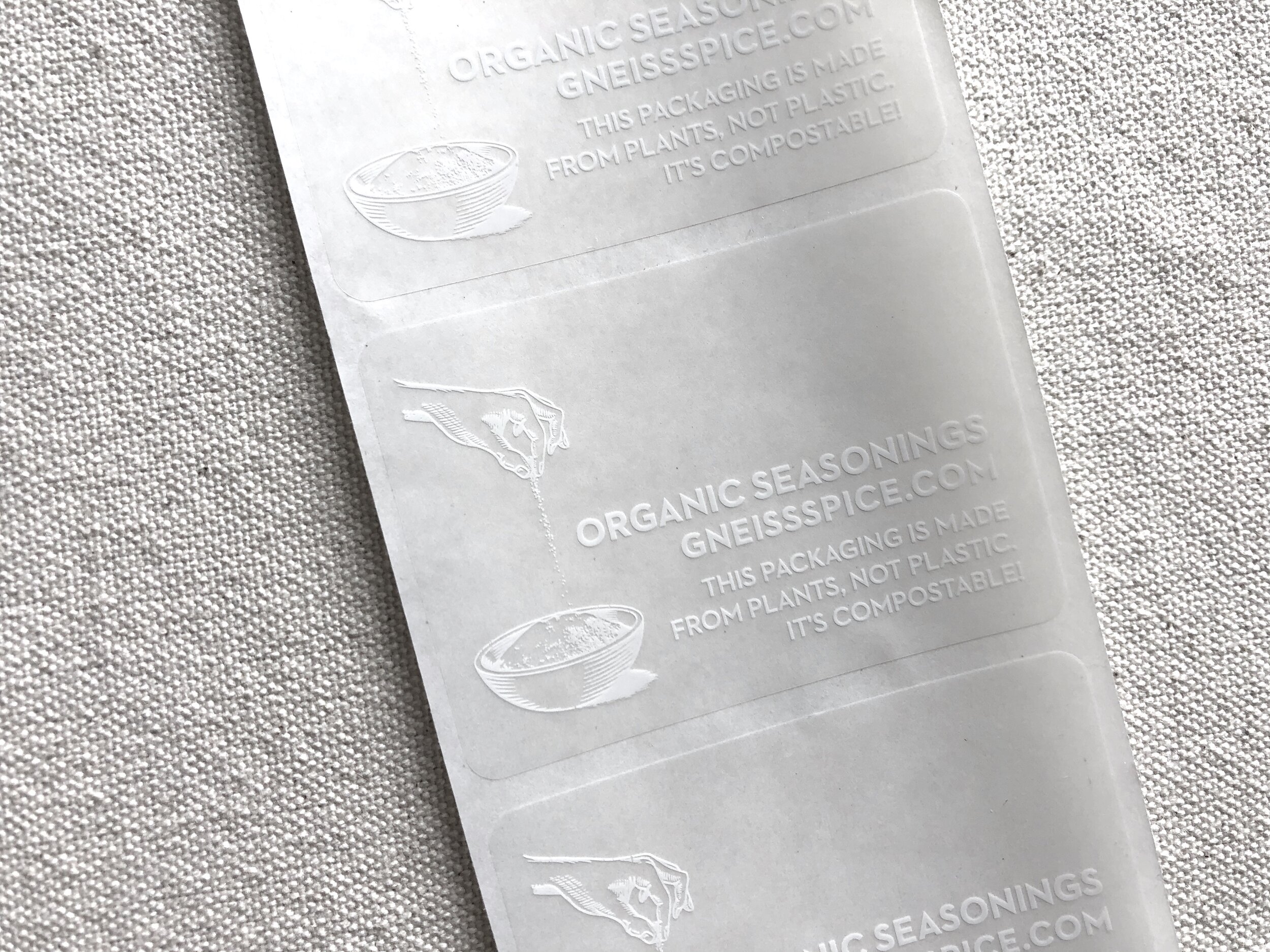 Compostable Spice Clear Sticker Labels for Glass