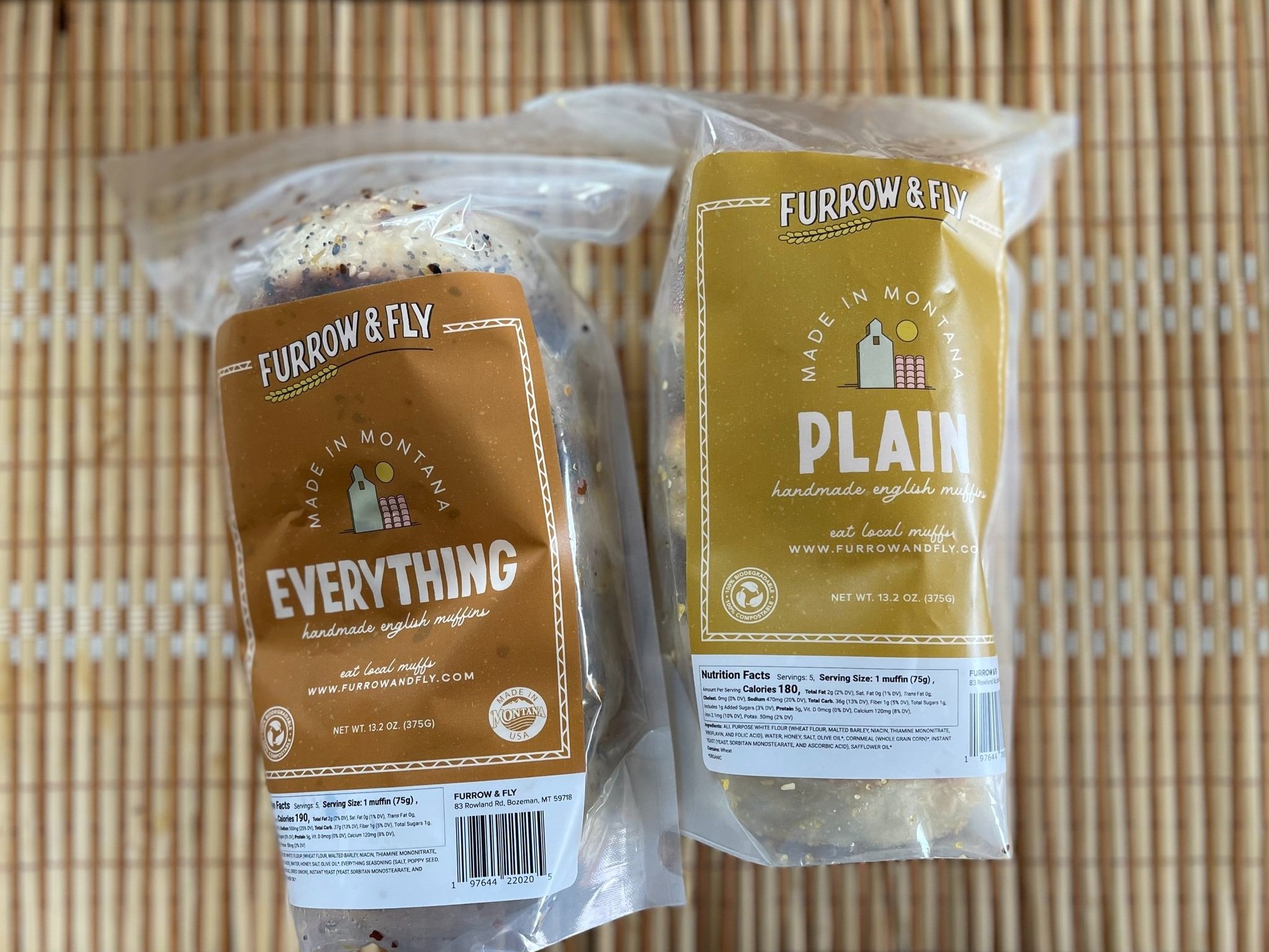 Montana purveyor of handmade English Muffins packaging uses Earthfirst® PLA stickers